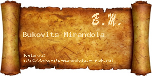 Bukovits Mirandola névjegykártya